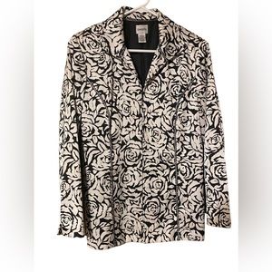 Chicos Jacket Blazer Women’s 1 US Medium Floral Design Lined Professional Career